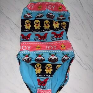 Dolfin Uglies one piece swimsuit 32 xmas sweater print racing